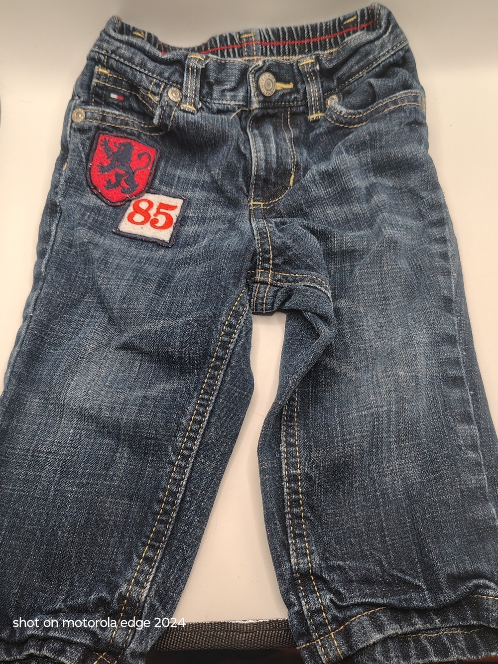 Tommy Hilfiger Baby Boy Jeans 12M Blue Denim Red Lion Crest Patch